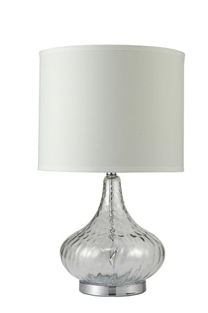 HomeRoots Clear Textured Glass Table Lamp – Elegant Modern Accent for Bedside or Living Room with Soft Glow Clear Glass and Chrome Silver 468499