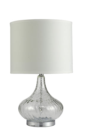 HomeRoots Clear Textured Glass Table Lamp – Elegant Modern Accent for Bedside or Living Room with Soft Glow Clear Glass and Chrome Silver 468499