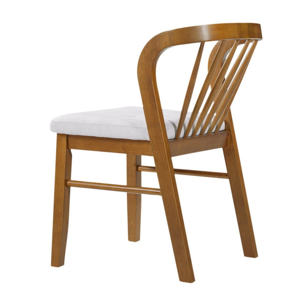 English Elm Mid-century Rubberwood Dining Chairs Windsor Spindle Back Upholstered Set of 2 N768P427477W