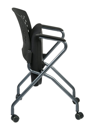 OSP Home Furnishings Soft-flex Frame Folding Visitor Chair with Ventilated Back for Office Reception Coal 84330-30