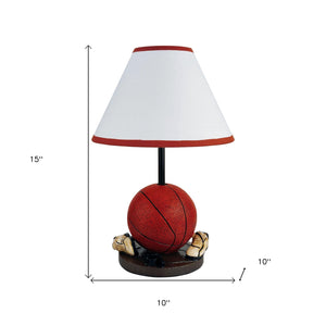 Homeroots 15" Orange Bedside Table Lamp With White Shade   468500