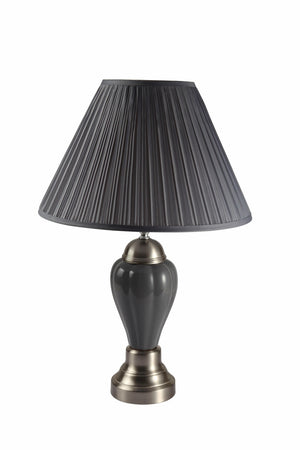 Homeroots 27" Gray And Silver Metal Urn Table Lamp With Gray Empire Shade Silver And Gray  468530
