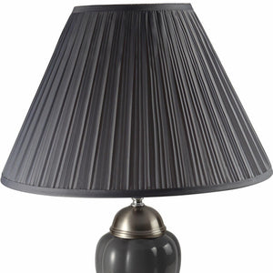 Homeroots 27" Gray And Silver Metal Urn Table Lamp With Gray Empire Shade Silver And Gray  468530