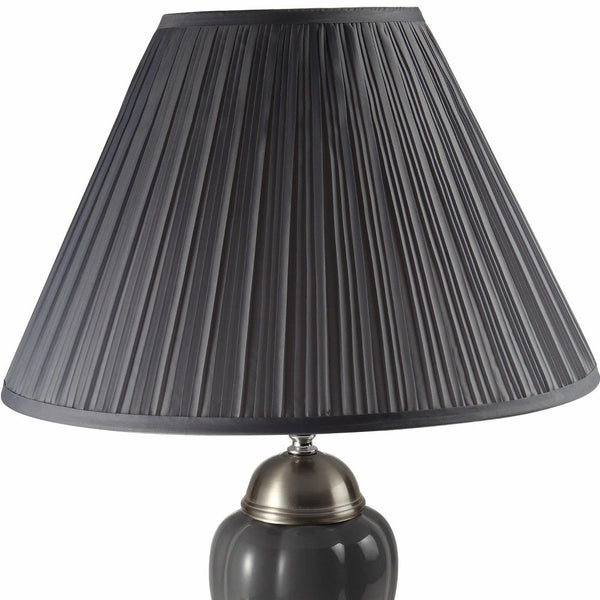Homeroots 27" Gray And Silver Metal Urn Table Lamp With Gray Empire Shade Silver And Gray  468530
