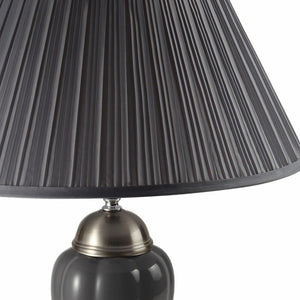 Homeroots 27" Gray And Silver Metal Urn Table Lamp With Gray Empire Shade Silver And Gray  468530