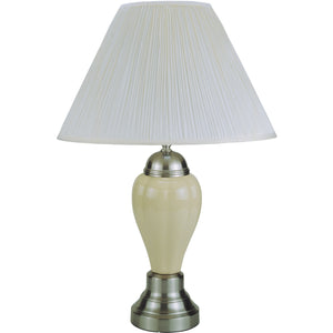 Homeroots 27" Ivory And Silver Ceramic Urn Table Lamp With White Empire Shade Silver,Ivory  468531
