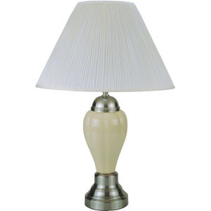 Homeroots 27" Ivory And Silver Ceramic Urn Table Lamp With White Empire Shade Silver,Ivory  468531