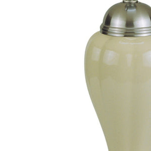 Homeroots 27" Ivory And Silver Ceramic Urn Table Lamp With White Empire Shade Silver,Ivory  468531