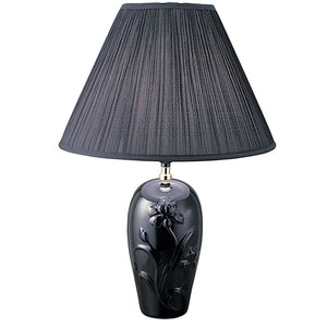 Homeroots 26" Black Bedside Table Lamp With Black Empire Shade Black Ceramic 468536