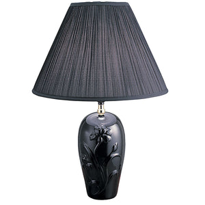 Homeroots 26" Black Bedside Table Lamp With Black Empire Shade Black Ceramic 468536