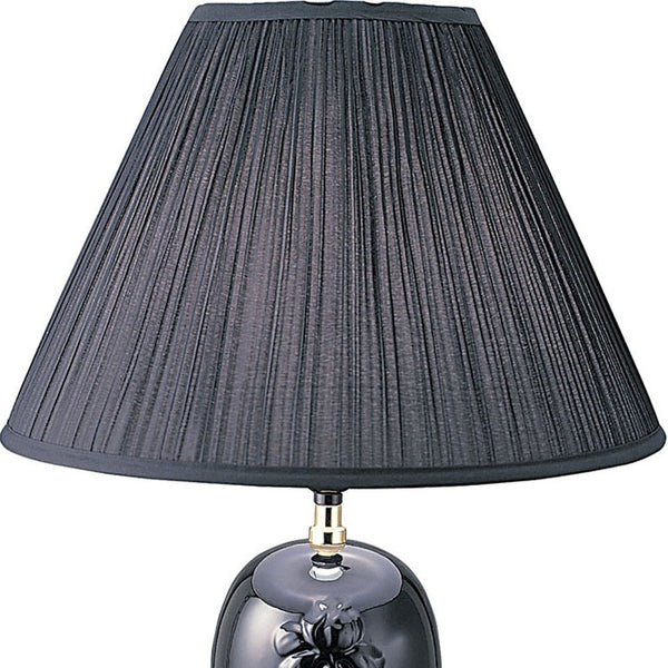 Homeroots 26" Black Bedside Table Lamp With Black Empire Shade Black Ceramic 468536