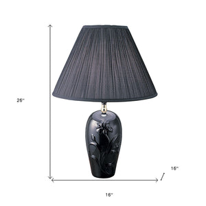 Homeroots 26" Black Bedside Table Lamp With Black Empire Shade Black Ceramic 468536