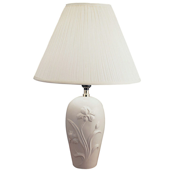 Homeroots 26”  Ivory Iris Urn Shape Table Lamp Ivory,Beige  468538
