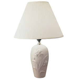 Homeroots 26”  Ivory Iris Urn Shape Table Lamp Ivory,Beige  468538