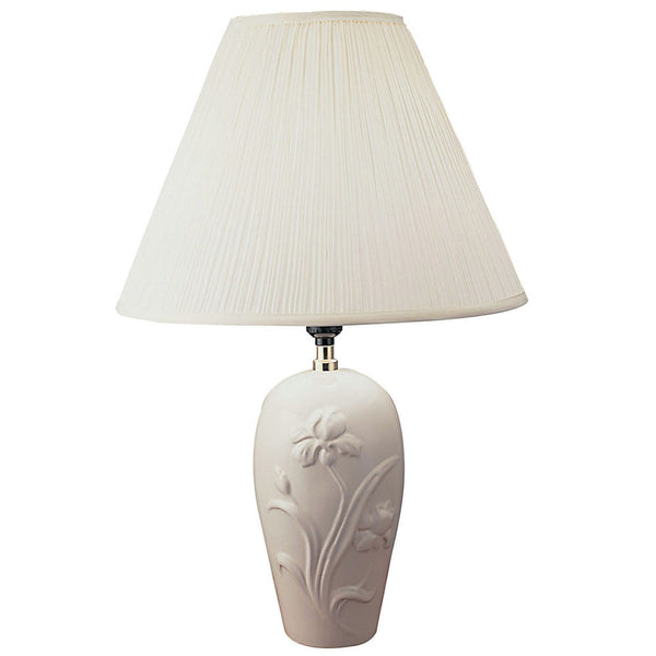 Homeroots 26”  Ivory Iris Urn Shape Table Lamp Ivory,Beige  468538