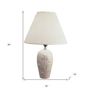 Homeroots 26”  Ivory Iris Urn Shape Table Lamp Ivory,Beige  468538