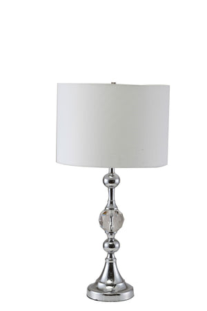 HomeRoots 30" Silver Metal Table Lamp with White Drum Shade – Elegant Illumination for Modern Spaces & More 468548