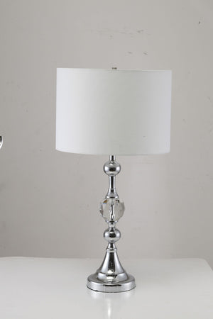 HomeRoots 30" Silver Metal Table Lamp with White Drum Shade – Elegant Illumination for Modern Spaces & More 468548