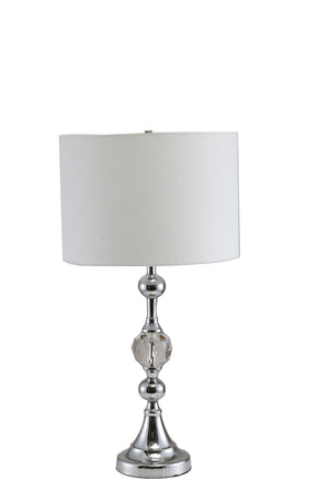 HomeRoots 30" Silver Metal Table Lamp with White Drum Shade – Elegant Illumination for Modern Spaces & More 468548