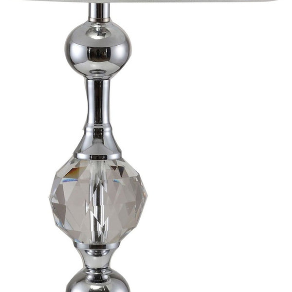HomeRoots 30" Silver Metal Table Lamp with White Drum Shade – Elegant Illumination for Modern Spaces & More 468548