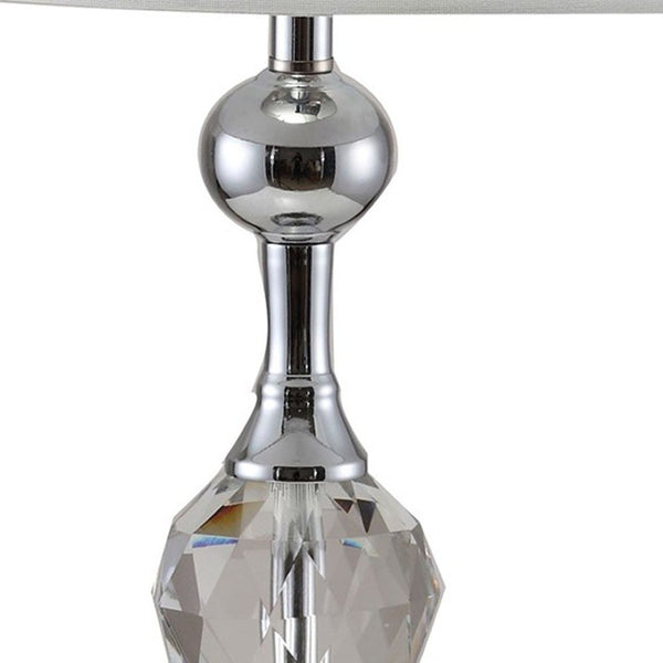 HomeRoots 30" Silver Metal Table Lamp with White Drum Shade – Elegant Illumination for Modern Spaces & More 468548