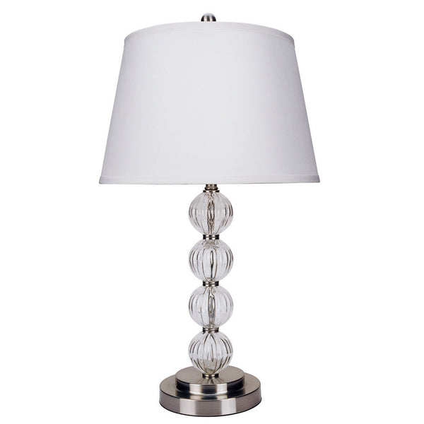 Homeroots 29" Silver Metal Table Lamp With White Classic Empire Shade   468549