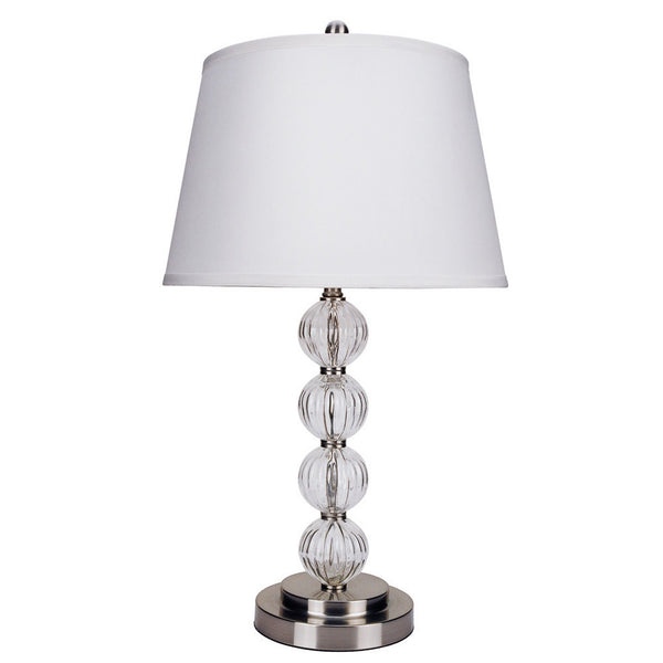 Homeroots 29" Silver Metal Table Lamp With White Classic Empire Shade   468549