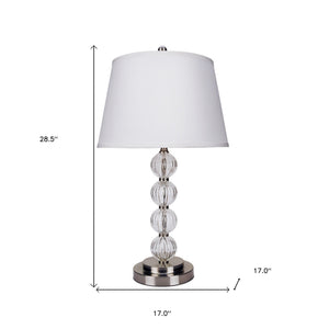 Homeroots 29" Silver Metal Table Lamp With White Classic Empire Shade   468549