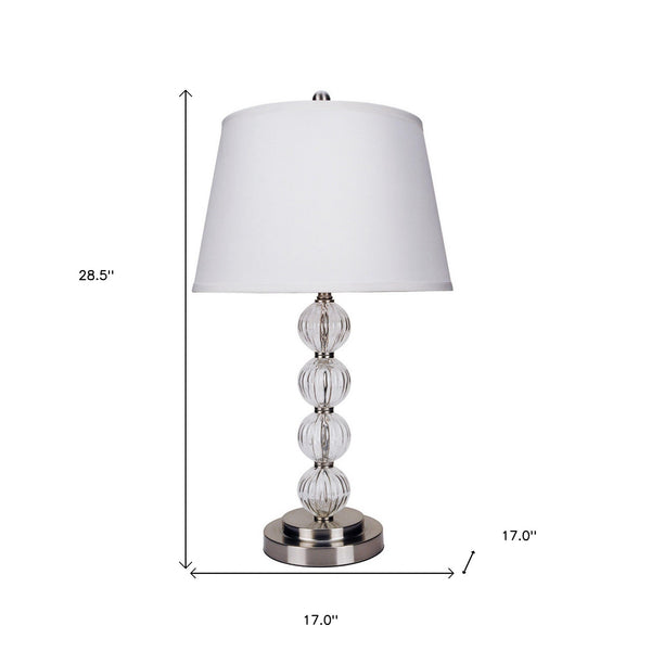 Homeroots 29" Silver Metal Table Lamp With White Classic Empire Shade   468549