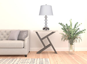 Homeroots 29" Silver Metal Table Lamp With White Classic Empire Shade   468549