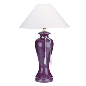 HomeRoots 35" Red Burgundy Glaze Ceramic Urn Table Lamp - Elegant White Empire Shade for Home Decor Charm 468550