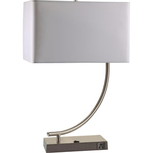 Homeroots 23" Silver Curved Table Lamp With White Rectangle Shade   468560