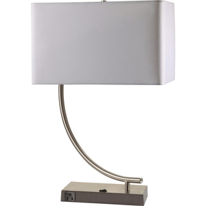 Homeroots 23" Silver Curved Table Lamp With White Rectangle Shade   468560