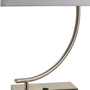 Homeroots 23" Silver Curved Table Lamp With White Rectangle Shade   468560