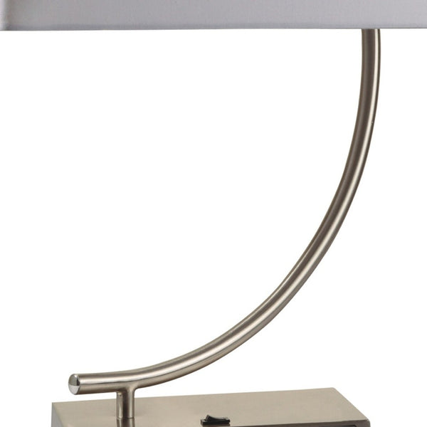 Homeroots 23" Silver Curved Table Lamp With White Rectangle Shade   468560