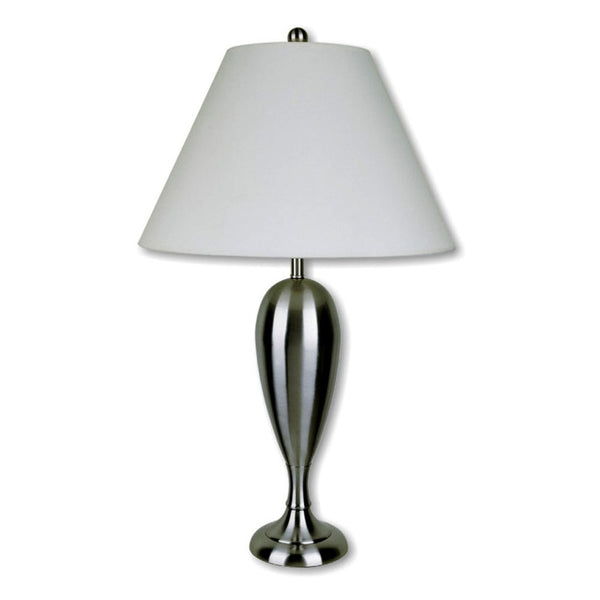 HomeRoots 29" Nickel Metal Urn Table Lamp - Elegant White Empire Shade for Timeless Home Décor & Versatile Lighting 468564