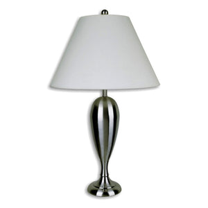 HomeRoots 29" Nickel Metal Urn Table Lamp - Elegant White Empire Shade for Timeless Home Décor & Versatile Lighting 468564