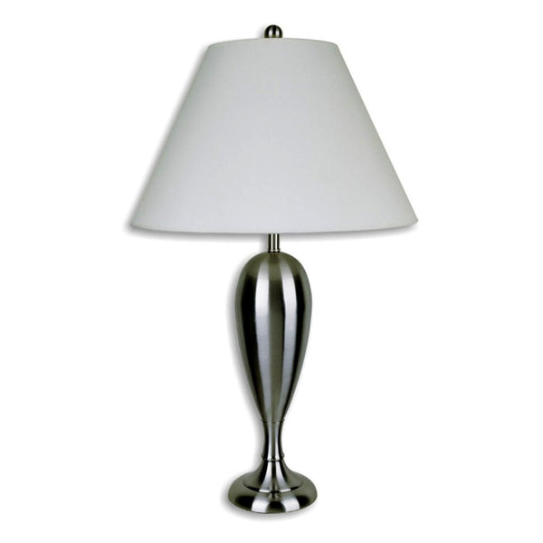 HomeRoots 29" Nickel Metal Urn Table Lamp - Elegant White Empire Shade for Timeless Home Décor & Versatile Lighting 468564
