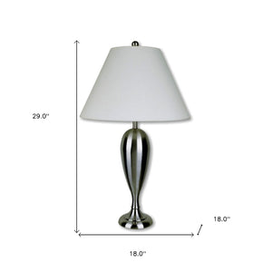 HomeRoots 29" Nickel Metal Urn Table Lamp - Elegant White Empire Shade for Timeless Home Décor & Versatile Lighting 468564