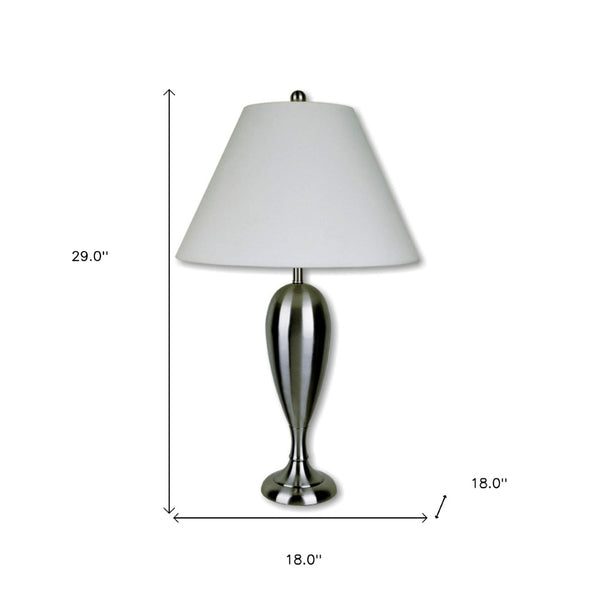 HomeRoots 29" Nickel Metal Urn Table Lamp - Elegant White Empire Shade for Timeless Home Décor & Versatile Lighting 468564