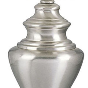 HomeRoots 28" Elegant Nickel Metal Urn Table Lamp with White Linen Shade - Perfect for Home Décor and Lighting 468566
