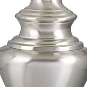 HomeRoots 28" Elegant Nickel Metal Urn Table Lamp with White Linen Shade - Perfect for Home Décor and Lighting 468566