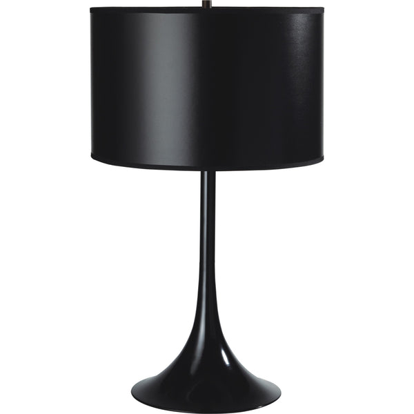 Homeroots 25" Black Minimalist Metal Table Lamp With Black Classic Drum Shade   468568