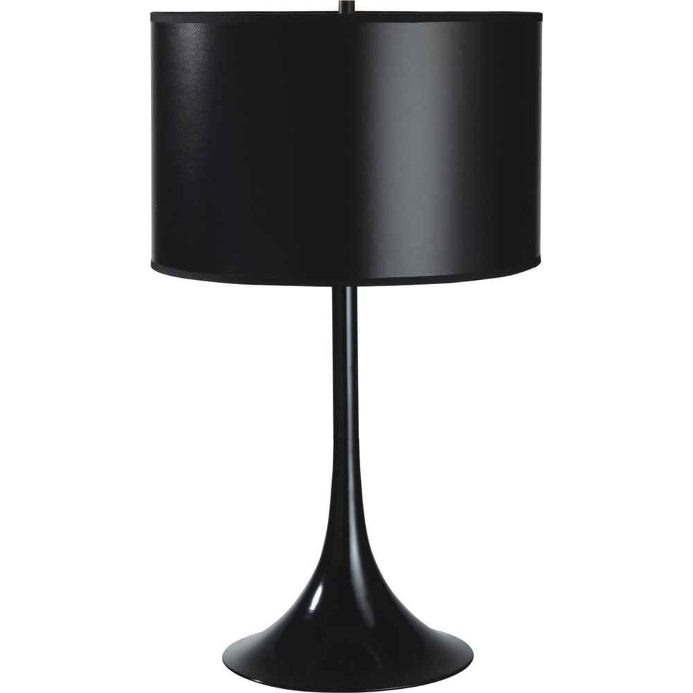 Homeroots 25" Black Minimalist Metal Table Lamp With Black Classic Drum Shade   468568