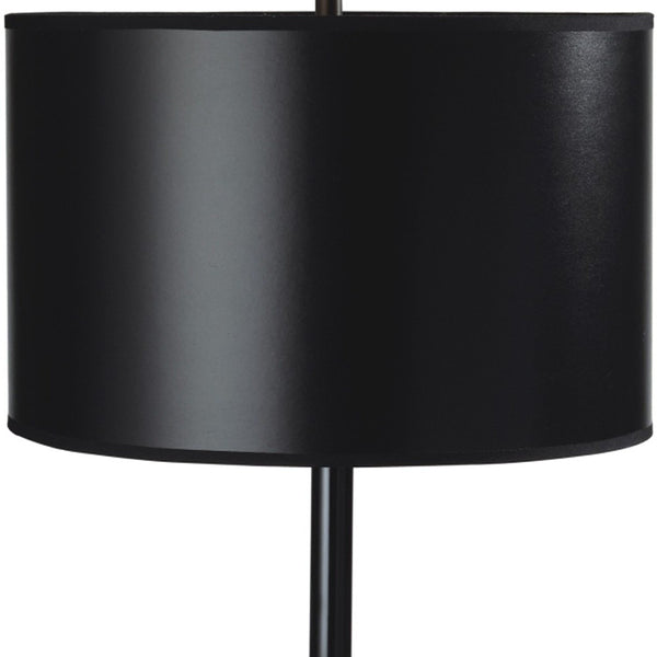 Homeroots 25" Black Minimalist Metal Table Lamp With Black Classic Drum Shade   468568