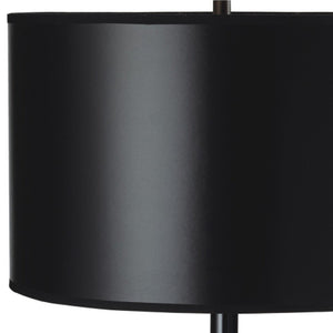 Homeroots 25" Black Minimalist Metal Table Lamp With Black Classic Drum Shade   468568