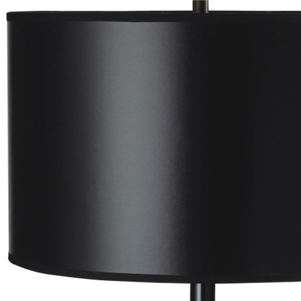 Homeroots 25" Black Minimalist Metal Table Lamp With Black Classic Drum Shade   468568