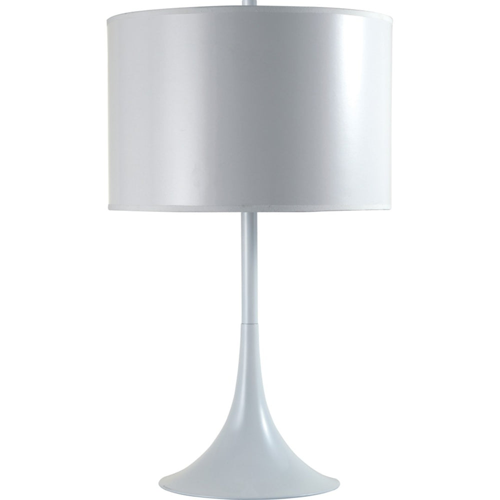HomeRoots 25" Elegant Metal Table Lamp with Classic Drum Shade for Modern and Traditional Decor Spaces White 468569