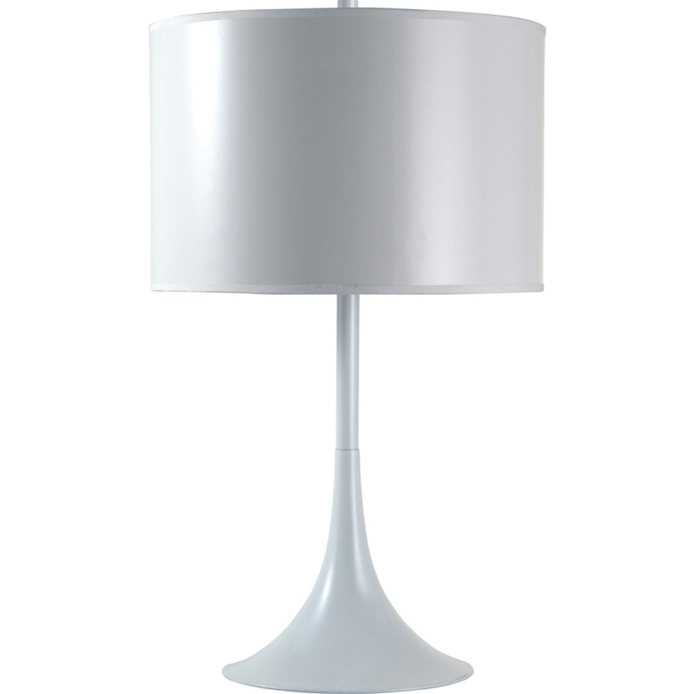 HomeRoots 25" Elegant Metal Table Lamp with Classic Drum Shade for Modern and Traditional Decor Spaces White 468569