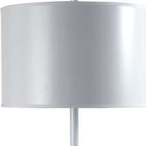 HomeRoots 25" Elegant Metal Table Lamp with Classic Drum Shade for Modern and Traditional Decor Spaces White 468569